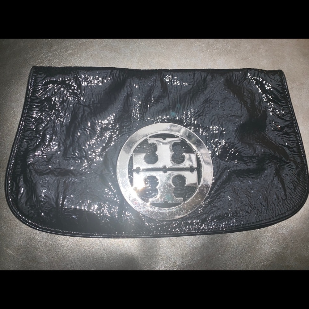 Authentic Tory Burch Black Patent Leather Clutch